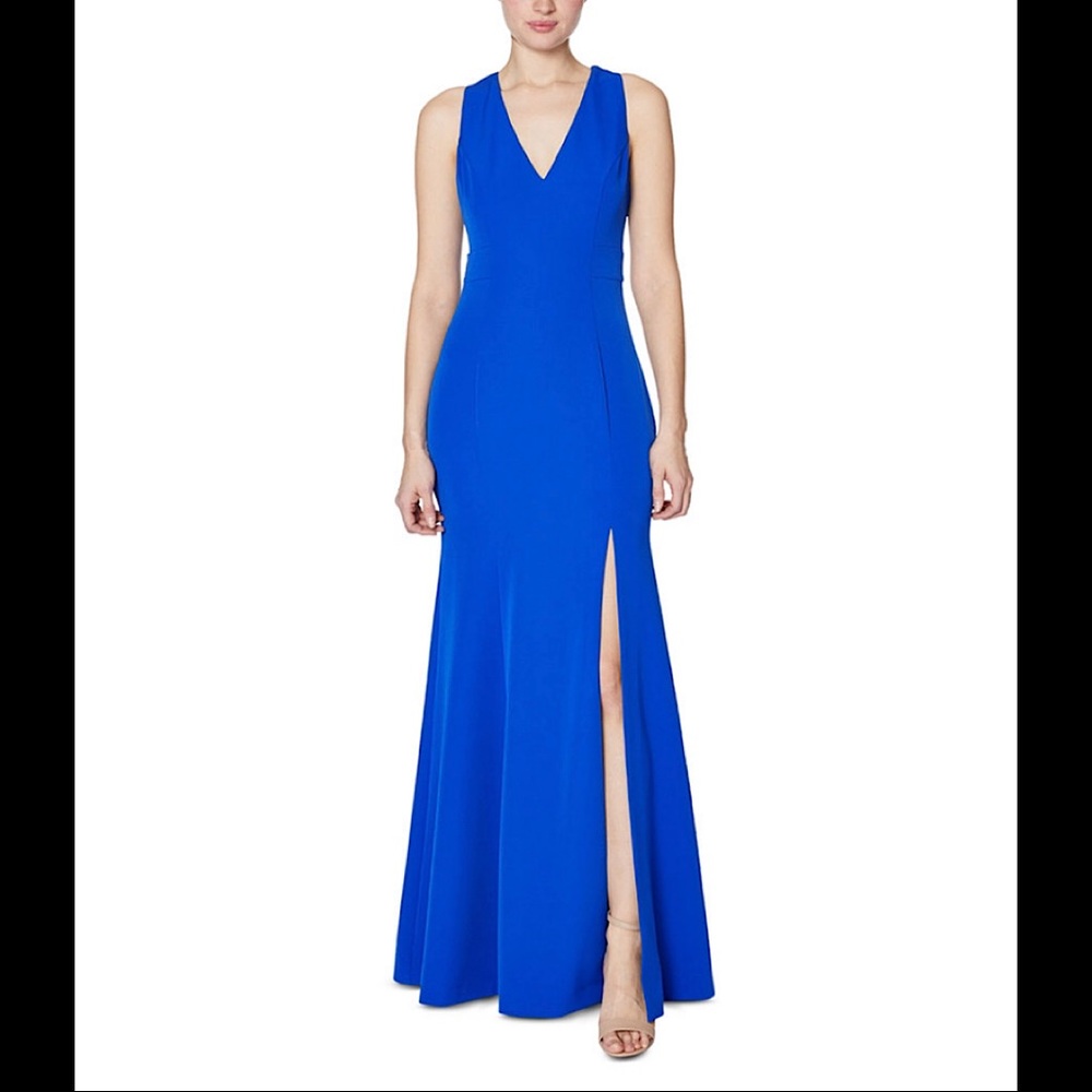 Laundry by Shelli Segal Cutout Slit Crepe Gown 8